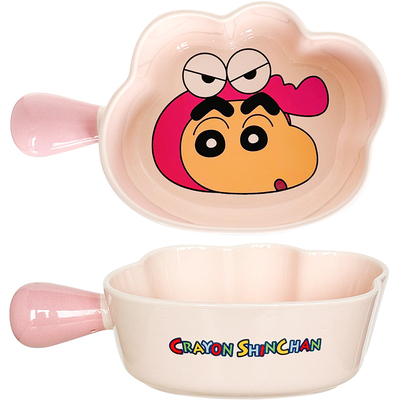 蜡笔小新陶瓷手柄碗家用带把手