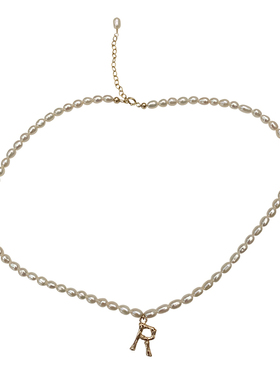字母名字米珠14k包金项链