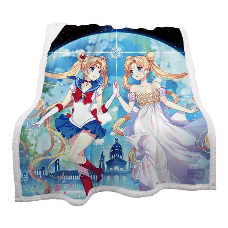 定做卡通动漫美少女战士春秋毛毯