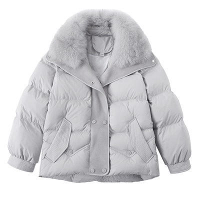 95绒妈妈冬装短款羽绒服大毛领