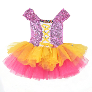 元旦儿童演出服亮片公主裙蓬蓬纱现代舞蹈服幼儿园爵士舞表演服装