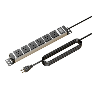 德木美标pdu插座多功能桌面插座氮化镓快充防雷大功率美式插线板