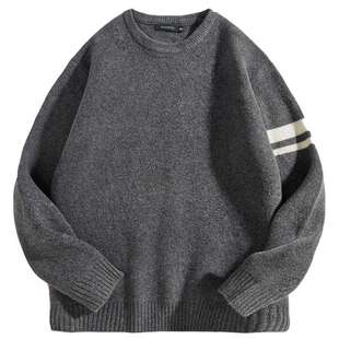 太平鸟男装 休闲毛衣新款撞色条纹慵懒毛衫休闲毛衫男 当季热卖