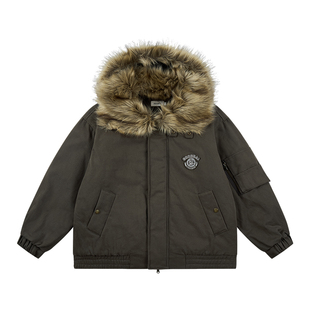 GOODBAI athletic学院logo贴布绣可拆卸帽子加厚外套派克服