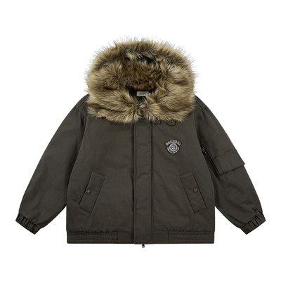 GOODBAI athletic学院logo贴布绣可拆卸帽子加厚外套派克服