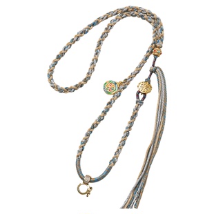 藏式万能扣项链绳编织绳唐卡佛头黄金玉石玉佩翡翠毛衣链吊坠挂绳