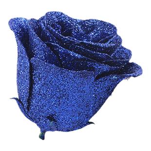 大号仿真金粉水晶玫瑰花头喷粉蓝色妖姬花永生花花店七夕情人节