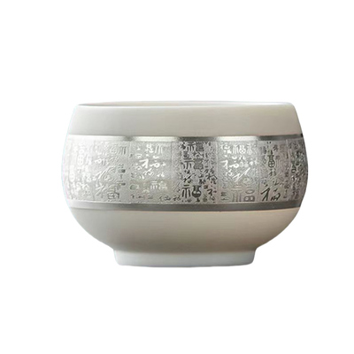 敦煌羊脂玉瓷百福杯顺顺杯鎏金