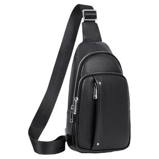 度缤真皮胸包男款斜挎2025新款腰包头层牛皮斜挎包男休闲皮质背包