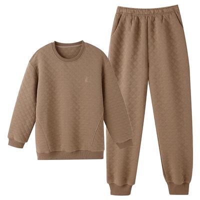 睡衣男士秋冬纯棉夹层长袖家居服