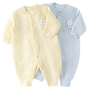 汤尼倍儿婴儿秋冬连体衣夹棉保暖初生宝宝哈衣爬服新生儿加厚衣服
