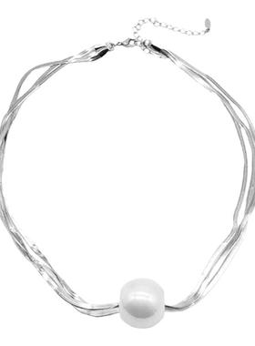 椭圆吊坠双层项链女新款轻奢小众