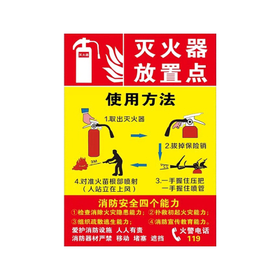 灭火器使用方法贴纸放置点标识牌