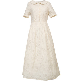 气质娃娃领连衣裙设计感2025年夏新款文艺女装原创温婉显瘦长裙子