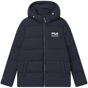 FILA 斐乐男士羽绒服2023冬季新款大LOGO字母保暖可拆卸连帽外套