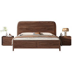 乌金木床1.5m卧室简约现代中式气压储物满铺榫卯1.8米双人实木床