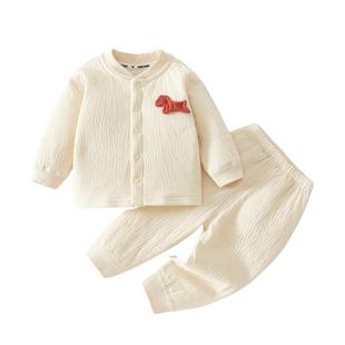 婴儿衣服秋季夹棉分体套装a类纯棉早秋婴幼儿10个月宝宝秋装66码