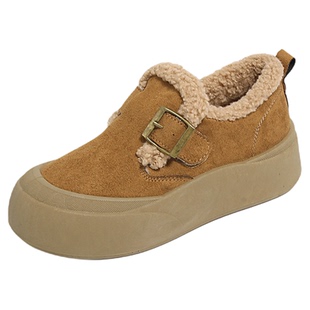 厚底加绒勃肯棉鞋女冬季2026新款一脚蹬爆款保暖乐福鞋34码豆豆鞋