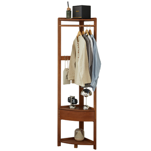 全实木挂衣架落地卧室衣帽架小户型转角衣服置物架拐角架子挂包架