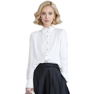 璐丝百丽高级感荷叶领内搭雪纺时尚设计感外穿气质通勤长袖衬衫女