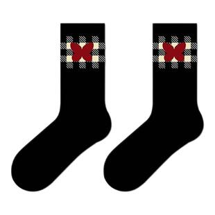 黑色袜子女中筒袜春秋个性复古花朵蝴蝶结学院风jk长袜配乐福鞋潮