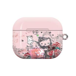 复古Kitty猫可爱风色小众艺术插画潮适用于AirPods3代耳机壳AirPodsPro第二代/一代保护套光面硬壳AirPods4代