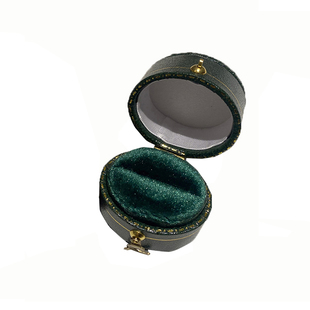 复古迷你丝绒仿皮革戒指盒饰品求婚男女珠宝首饰礼品收纳拍摄道具