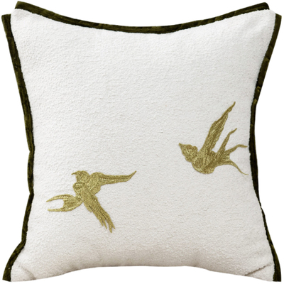 中式雨燕绿色古风轻奢抱枕靠垫套