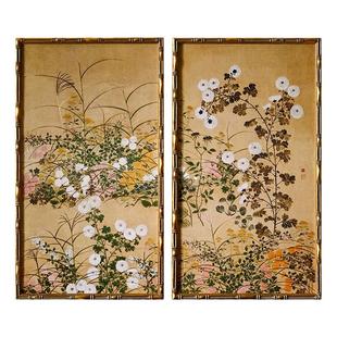 芳草繁花法式新中式轻奢装饰画组合客厅玄关中古风格高级感挂画