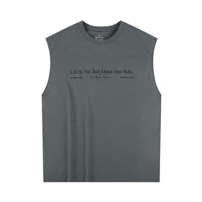 361无袖背心男款2026年夏季透气新款宽松休闲上衣纯色圆领T恤男装