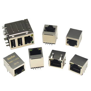 RJ45网络插座HR911105A网线网口接口 水晶头母座 8P8C带屏蔽 铜壳