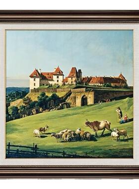 美式餐厅装饰画客厅沙发背景墙挂画欧式高级感油画玄关卧室壁画