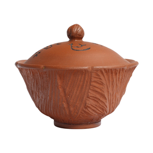 茶与器中国台湾省陶艺师黎世荣化石岩矿泥料莲蓬盖碗手作莫忘初心