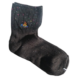 李程周2025年新款羊毛袜刺绣中筒袜女春秋款毛棉袜子日系袜子