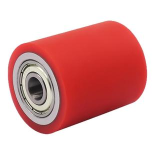 聚氨酯50度软胶包胶滚筒双轴承无动力橡胶滚轮托辊耐磨胶辊PU胶