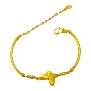 越南沙金玫瑰花手镯女黄金色蝴蝶手链半镯半链时尚仿真金镯子手链