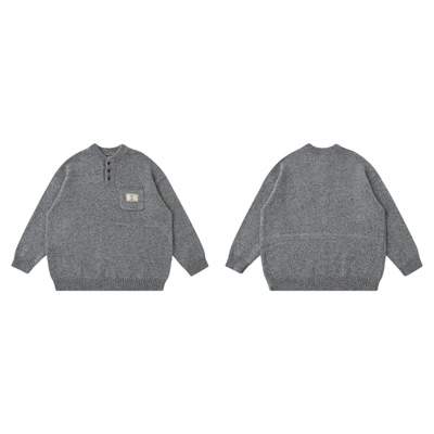 warmtrees15周年限定款半开领长袖毛衣灰色2025新款毛衣男女款