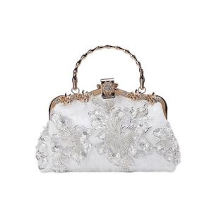 手工原创宴会包女2025新款珍珠手拎包礼服旗袍链条单肩小包新娘包