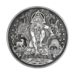 共济会上帝之眼流浪币 仿古银元硬币雕刻眼睛图案自由石匠纪念章