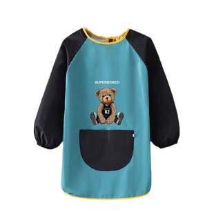 中大童柔软防水长款罩衣幼儿园印字围裙围兜反穿衣画室美术画画衣