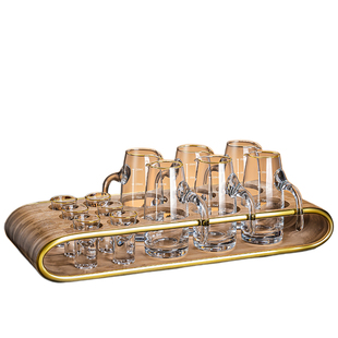 水晶玻璃小酒杯家用白酒杯分酒器带刻度酒具套装轻奢高档饭店待客