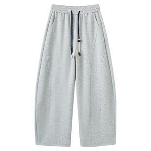 快鱼2026春季新款弯刀休闲裤女宽松弯刀裤运动裤香蕉卫裤灰色高腰