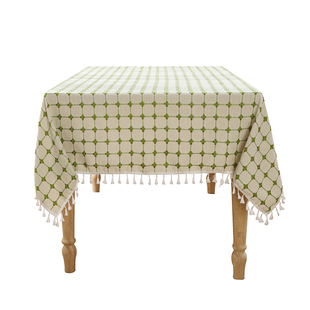 新款格子餐桌布小方格网红绿色高级感简约现代风客厅茶几餐厅桌布