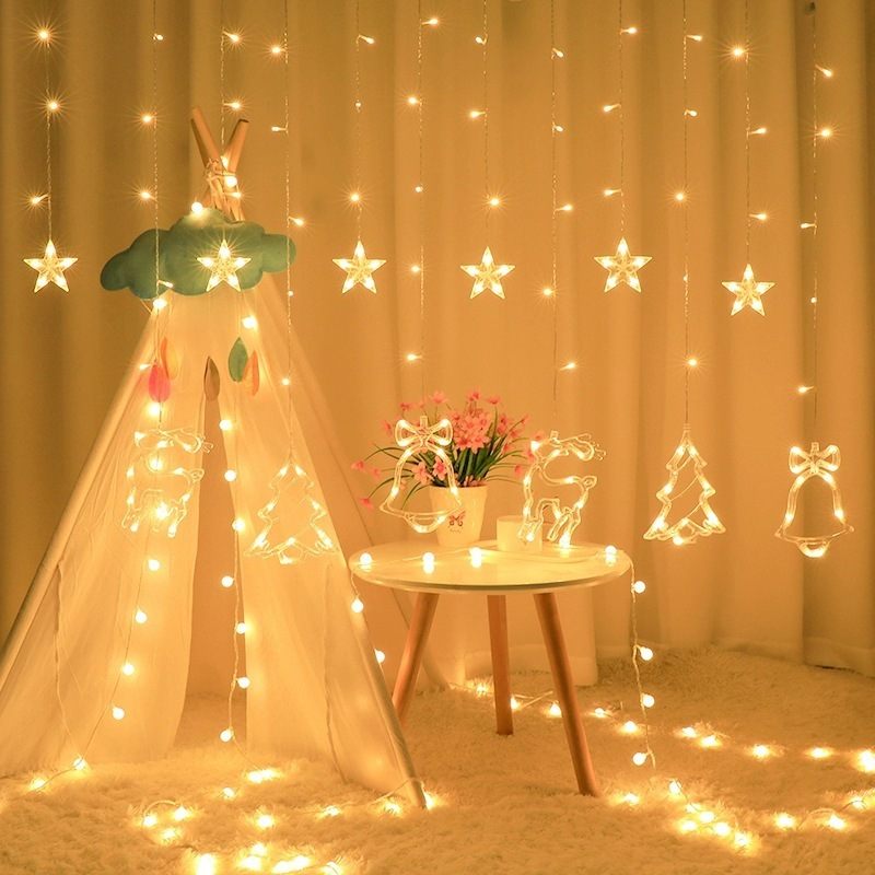 LED窗帘灯圣诞节 房间装饰节日彩灯 挂灯小鹿星星圣诞树挂件灯