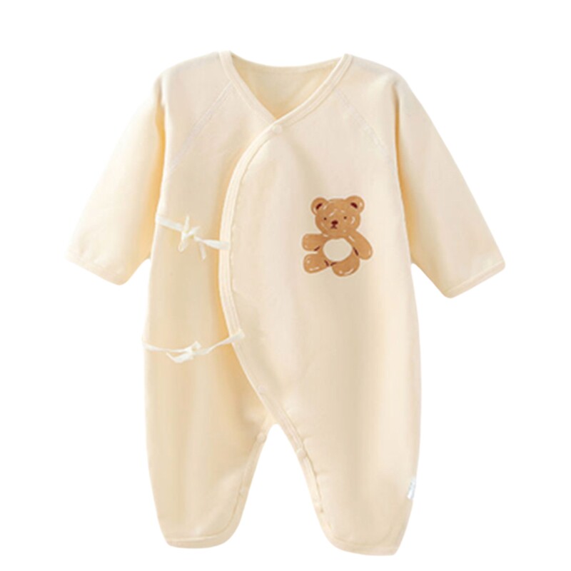 新生婴儿儿衣服秋季款0-6月宝宝纯棉和尚服连体衣长袖蝴蝶衣睡衣