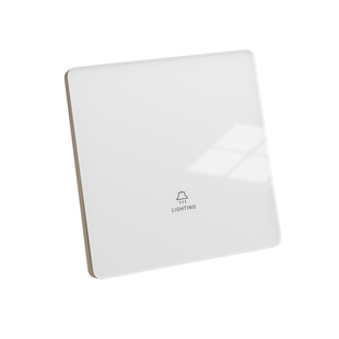 国际电工奶油白超薄钢化玻璃五孔带开关插座面板一开双控家用暗装