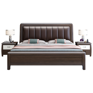 【政府补贴】紫金檀木高箱储物实木床1.8米1.5软包床婚床工厂直销