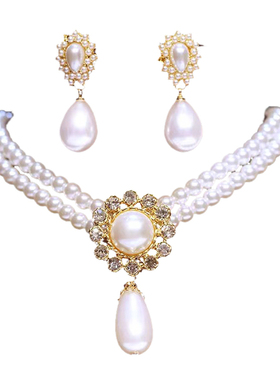 水滴珍珠女法式复古新娘婚纱配饰