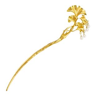 金色银杏叶发簪女新中式古风精致簪子精致气质发钗高级感盘发发饰