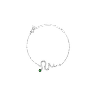 庆祥泰天然925银蛇翡翠手链正品官方旗舰店轻奢卷蛇女款毕业礼物